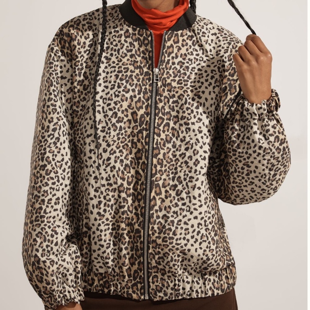 NWOT Anthropologie leopard bomber jacket